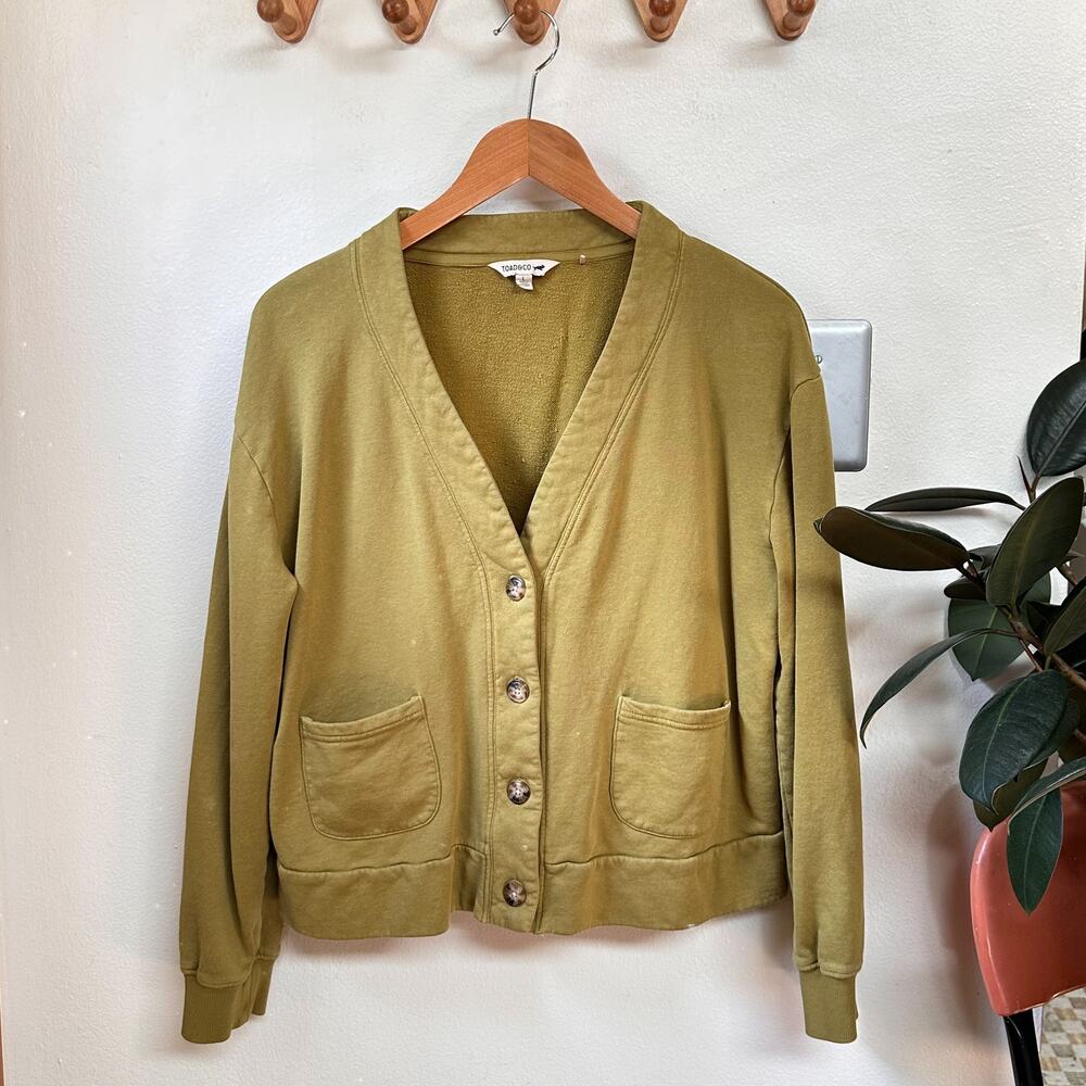 Toad&Co Hemp Daybreaker Cardigan in Green Moss